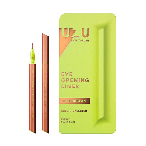 Uzu By Flowfushi Eye Opening Liner [Light Brown] Liquid Eyeliner Hot Water Off Alcohol Free Dye Free Hypoallergenic