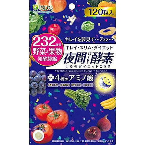 ISDG Ishokudogen Night Diet Enzyme Supplements 232 Vegetable Fruits 120 Tablets