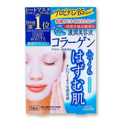 Kose Cosmeport Clear Turn White Face Mask Collagen 5 sheets Ese