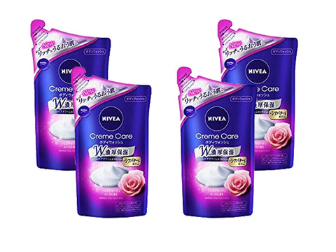 Nivea Cream Care Body Wash French Rose Refill 360Ml (4 Bags Set) - Japan