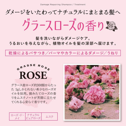 Diane Bonheur 4-Piece Shampoo Treatment Damage Repair Body Refill Japan Grasse Rose Fragrance