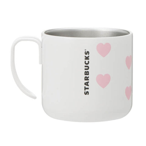 Starbucks Valentine 2022 Stainless Mug White Heart 355ml - Japanese Starbucks Mugs