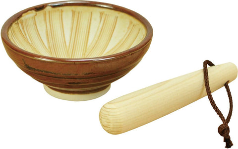 Yamacoh Traditional Japanese Seto-Ware Suribachi Mortar & Surikogi Pestle