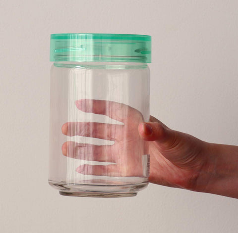 Aderia 1000Ml Green Cosmetic Glass Canister Airtight Container Made In Japan - Seasoning Jar Coffee Beans Storage M6634