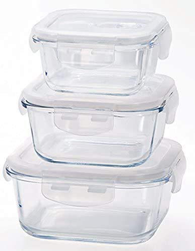 Aderia Japan Food Storage Containers Heat Resistant Glass 4 Sides Lock 500Ml Set Of 2 Microwave Safe