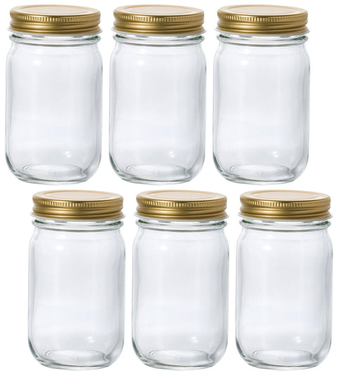 Aderia Gold Cap 153Ml Glass Canister Set Of 6 - Japan Made Airtight Storage Containers For Coffee Beans Seasoning Jars Etc. M6519