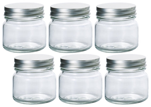 Aderia Silver Cap Storage Bottle 200Ml Set Of 6 Glass Canister Japan | Airtight Container For Seasoning Coffee Beans M6577