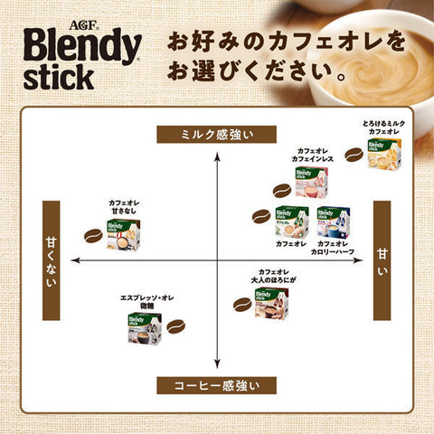 Ajinomoto Agf Blendy Stick Cafe Au Lait 30 Sticks - Agf Milk Coffee - Made In Japan