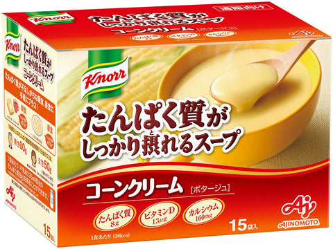 Knorr Protein-Rich Soup Corn Cream 15 Bags Japan - High Protein Vitamin D Calcium