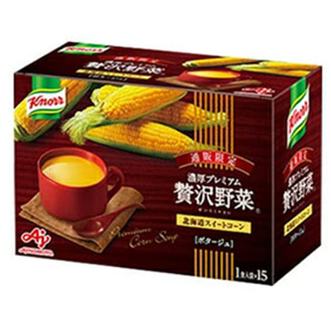 Ajinomoto Knorr Rich Premium Luxury Vegetables Soup (Hokkaido Sweet Corn) - Instant Soup (1 Box Of 15 Bags) - Japan