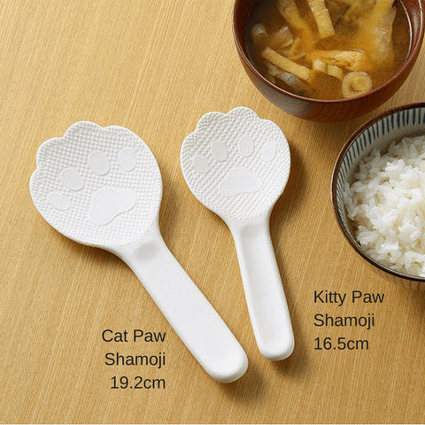 Akebono Non-Stick Kitty Cat Paw Shamoji Rice Spatula Cat Paw (19.2cm) - White