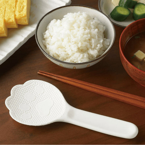 Akebono Non-Stick Kitty Cat Paw Shamoji Rice Spatula Cat Paw (19.2cm) - White