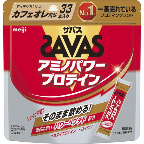 Meiji Zavas Amino Power Protein Cafe Au Lait Flavor 4.2g × 33 Bottles - Japan Sports Supplements