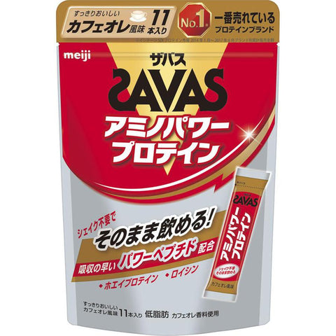 Meiji Zavas Amino Power Protein Cafe Au Lait Flavor 4.2g × 11 Bottles - Japan Sports Supplements