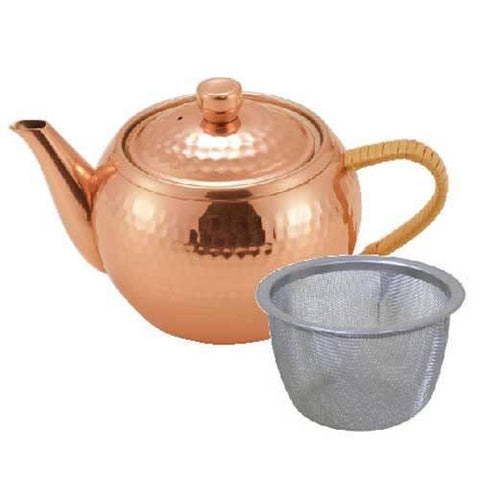 Asahi Japan Copper Kyusu Teapot W/ Filter 345Ml Rattan Handle