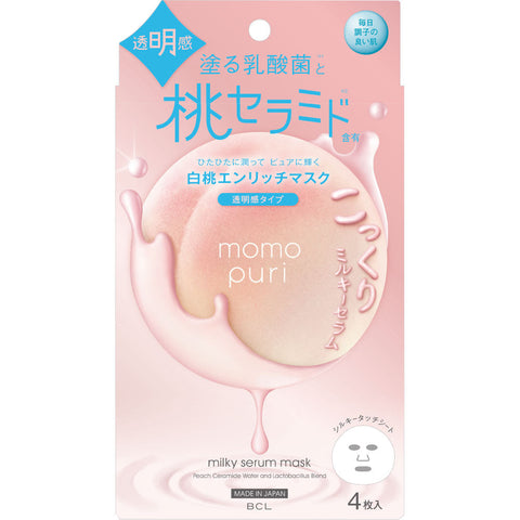 Bcl Momo Puri Milky Serum Mask Peach 4 pieces