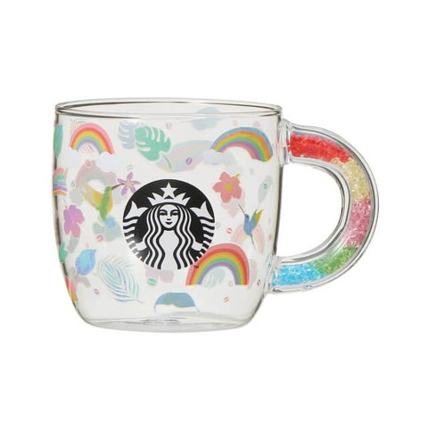 Starbucks Bead Handle Heat Resistant Glass Mug Rainbow 355ml - Japanese Starbucks Glass Mugs