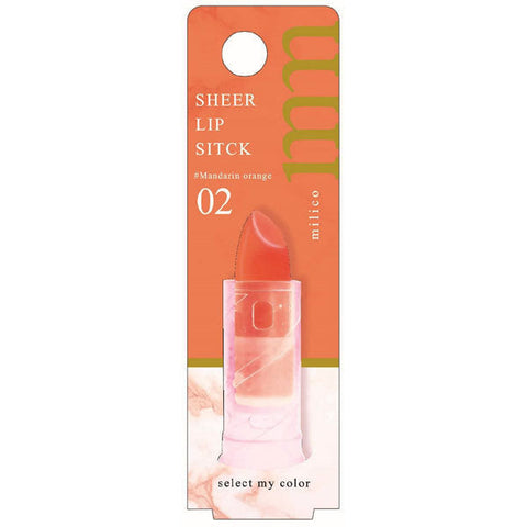 Beauty World Milico Sheer Lipstick Mandarin Orange Mlc502 3g - Japanese Sheer Lipstick