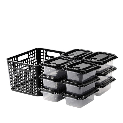 Pearl Metal Kinzoku Az-5047 Japan Storage Containers 12Pc Set W/Case M Size Limited Black