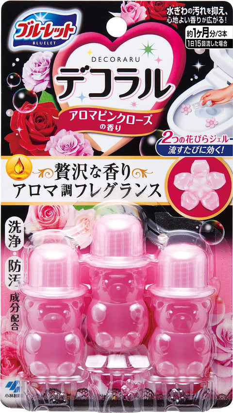 Bluelet Decor Petal Gel Aroma - Pink Rose Fragrance - Inside Toilet Bowl - 30 Days Supply - Japan