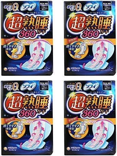 Sophie Japan Super Sound Sleep Guard 360 12 Sheets (Kurutto Tape) Sanitary Napkin Night X4 Bulk Purchase