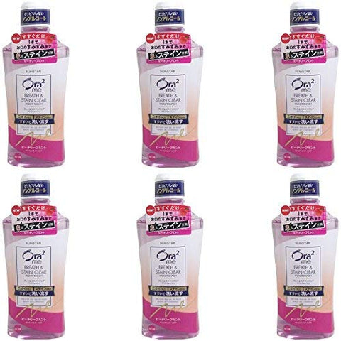 Buy 6 Ora2 Sunstar Aura Two Mima Breath & Stain Clear Mouthwash Peach Leaf Mint 460Ml Japan