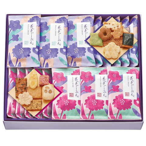 Chuoken Rice Cracker Senbei Hanairo Shion 24-Bag Assorted Gift Set From Japan