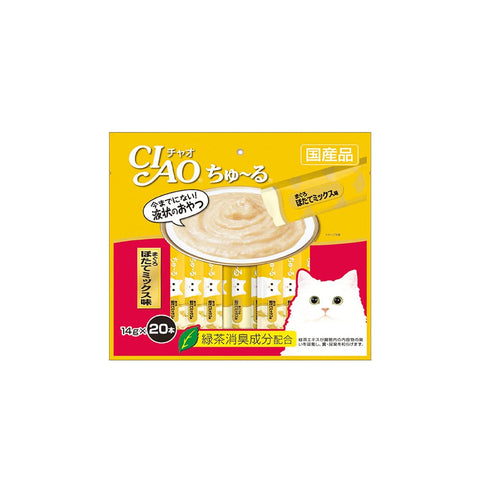 Chao (Ciao) Japan Cat Snack Tuna Scallop Mix Flavor 14G (20 Pack)