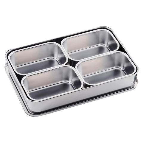 Clover Stainless Steel Yakumi Seasoning Container Large 4 Compartments Square