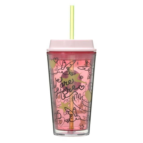 Starbucks Cold Cup Tumbler Line Art Pink 473ml - Japanese Starbucks 2021