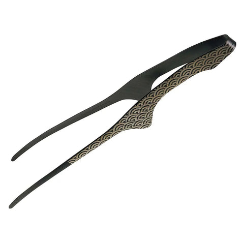 Ebm Stainless Steel Clever Chopstick Tongs Black Wave