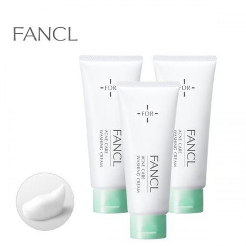 Fancl Acne Care Washing Cream Set-Purchase 90g x 3 - Japanese Facial Wash For Acne-Prone Skin