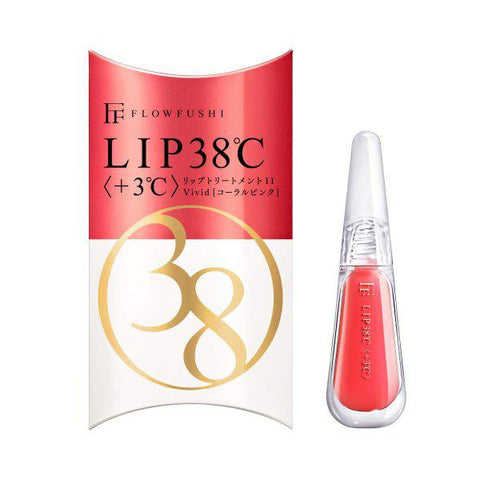 Flowfushi Lip 38℃ Lip Treatment +3℃ Vivid Coral Pink 0.2 Oz - Lip Care Product