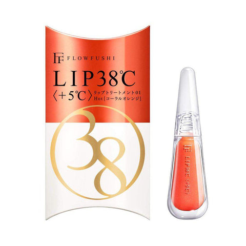 Flowfushi Lip 38℃ Lip Treatment +5℃ Hot Coral Orange 0.2 Oz - Lip Care Product