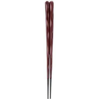 Fukui Craft Japan Hexagonal Carved Chopsticks 24Cm Wine Brown Non-Slip Lacquered