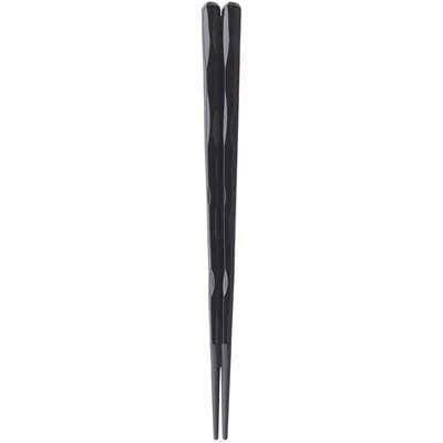 Fukui Craft Hexagonal Carved Lacquered Japan Non-Slip Chopsticks 24Cm Black