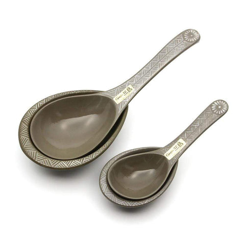 Ginpo Banko Ware Renge Soup Spoon & Spoon Rest Large - Set (Renge Spoon & Spoon Rest)