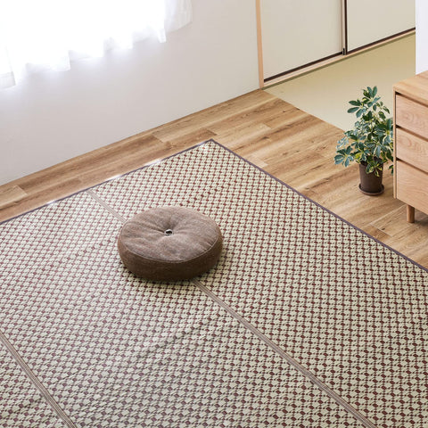 Hagihara Brown Edoma Lewis Flower Rug Japanese Modern Pet Protection 2 Tatami Mats 174X174Cm