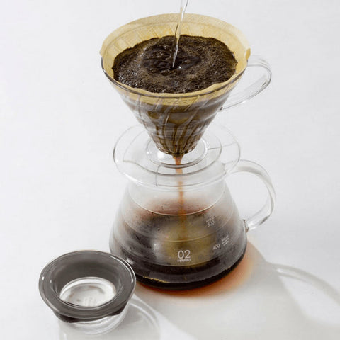 Hario V60 Heat Resistant Glass Coffee Server With Glass Lid & Handle 02 - XGS-60TB (600ml)