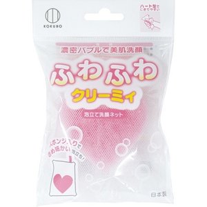 Kokubo Facial Cleaning Net Fine Foaming With Heart Sponge - Japanese Facial Cleaning