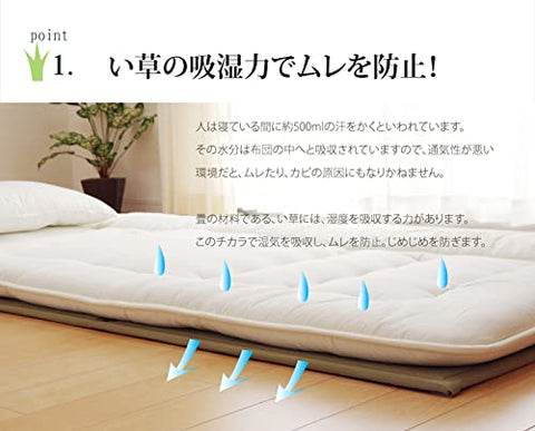 Ikehiko Corporation Japan Rush Mattress 100X210Cm Single 8311809 Green