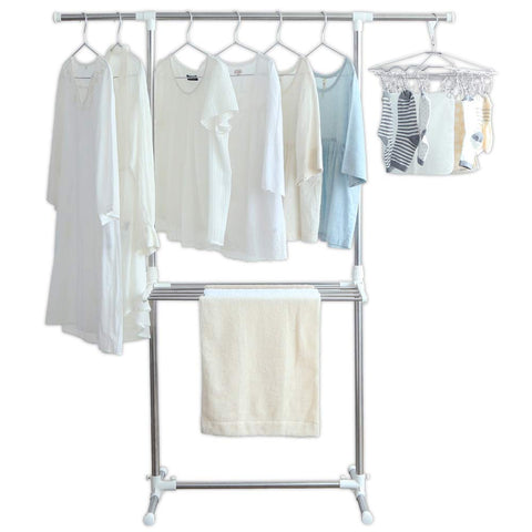 Iris Ohyama Adjustable Height Laundry Drying Rack | Left & Right Use | Flat Drying | Multi-Functional | Japan