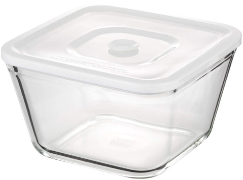 Iwaki Japan Heat Resistant Glass Airtight Container White 1.5L 19X19X11Cm