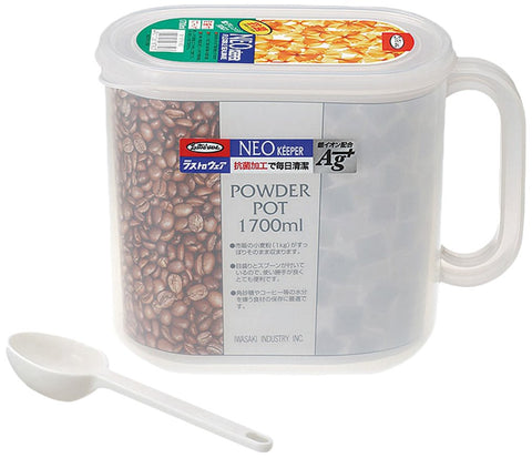 Iwasaki Industry Neokeeper 1.7L Powder Pot (With Spoon) B-1878Ne Made In Japan