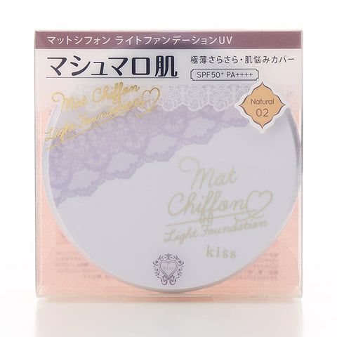 Kiss Matte Chiffon Light Foundation UV 02 SPF50+PA ++++ 10g - Japanese Makeup Foundation