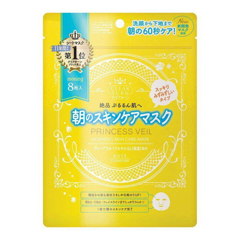 Kose Cosmeport Clear Turn Princess Veil Morning Skincare Mask 8 Sheets