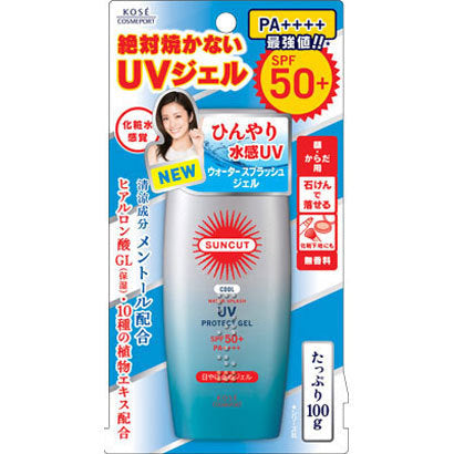 Kose Suncut Cool Water Splash UV Protect Gel SPF50+ PA++++ 100g - Sunscreen For Body And Face