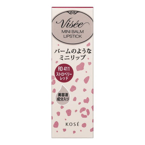 Kose Visee Riche Mini Balm Rd411 Strawberry Red 2.1g - Japanese Tint-Type Mini Lipsticks