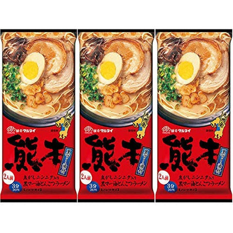 Kumamoto Black Mar Oil Tonkotsu Ramen 2 Servings 3 Bags Japan