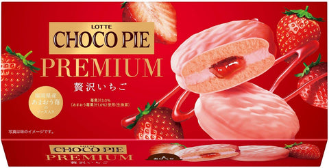 Lotte Choco Pie Premium Strawberry 6 Pieces Japan